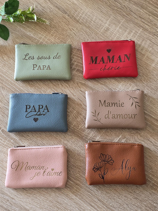 Porte-monnaie en cuir personnalisé pour maman, papa, mamie, papi – Idée cadeau pour toutes les occasions anniversaire, fête des mères pères