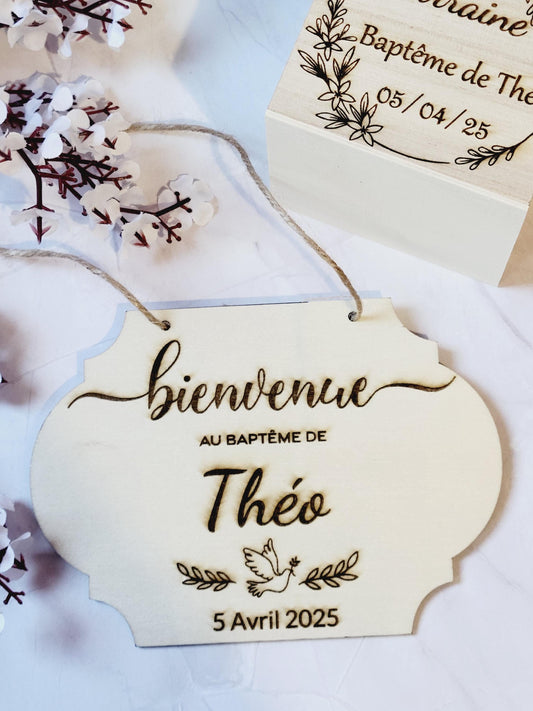 panneau baptême bois / Panneau de bienvenue - Panneau de bienvenue pour mariage, baptême... - Panneau