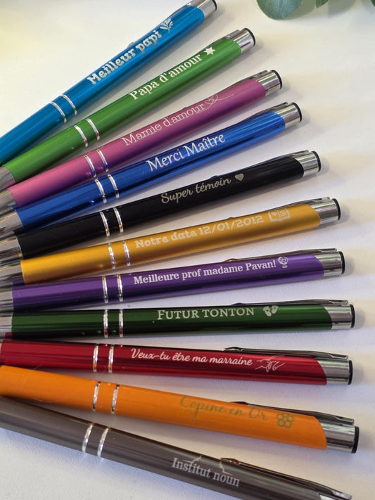 stylo personnalisé, stylo à bille gravé ,message personnalisé , cadeau noêl stylo métal gravé ,cadeau personnalisé , cadeau marraine