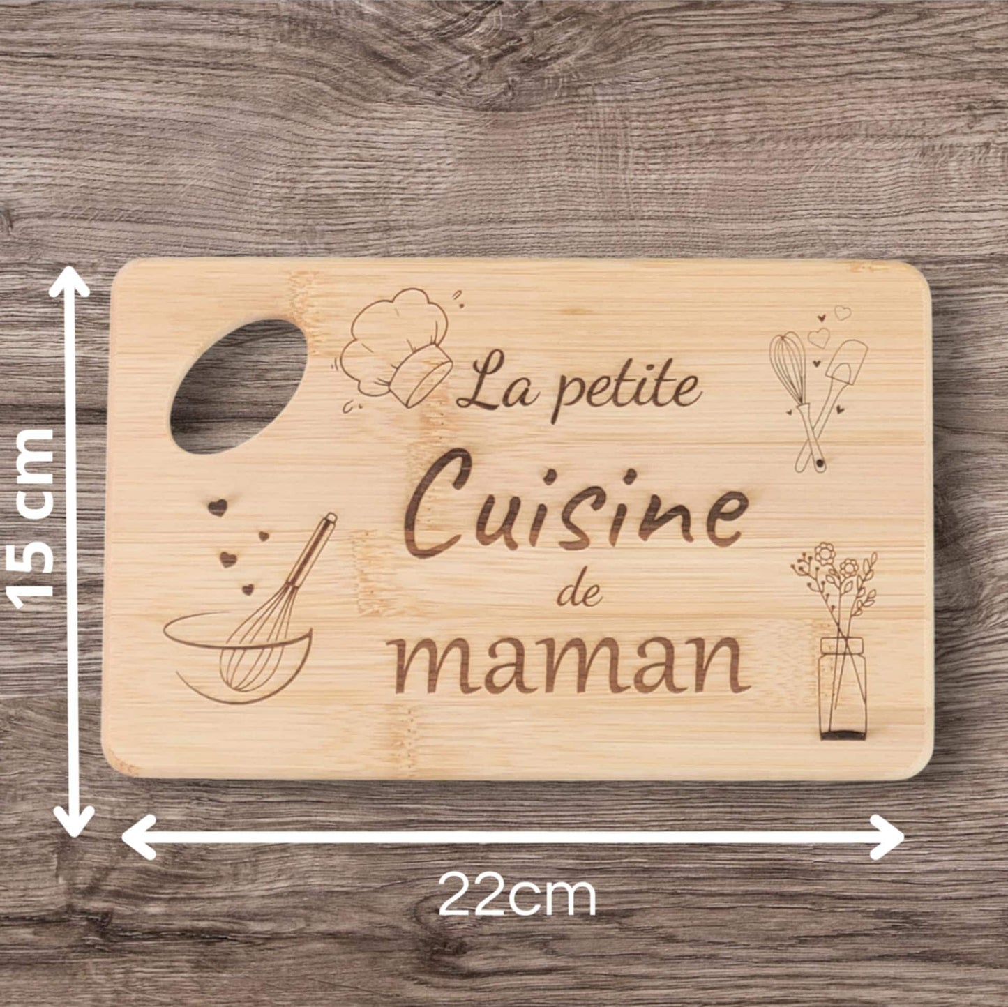 Planche à découper en bambou personnalisée, cadeau parrain, fête des pères, des mères, noël , nounou marraine