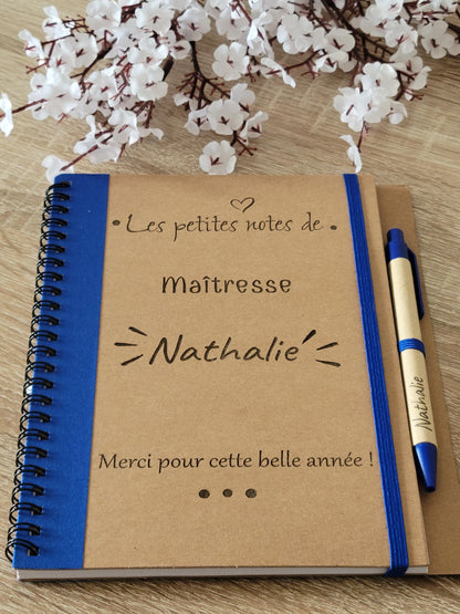 CARNET DE NOTES / Bloc notes maîtresse / cadeau fin d'année / cadeau fêtes des pères / cadeau maîtresse