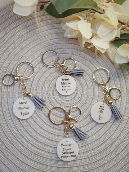 porte clé cadeau maîtresse / maître/ nounou/ cadeau fin d'année