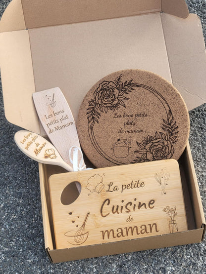 Coffret cadeau personnalisé de cuisine /cadeau mamie cuisine / cadeau marraine / cadeau nounou / cadeau maman / cadeau maitresse