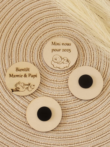 Magnet personnalisé pour annonce de grossesse - Futur mamie et papi - Futur Marraine et Parrain - Futur bébé - Cadeau naissance