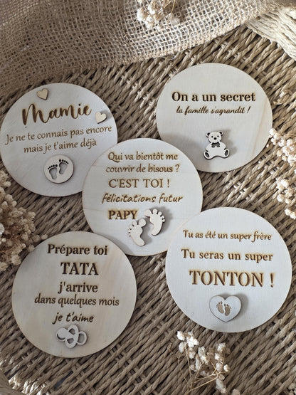 Cartes en bois annonce de grossesse / Surprise / Cadeau personnalisé