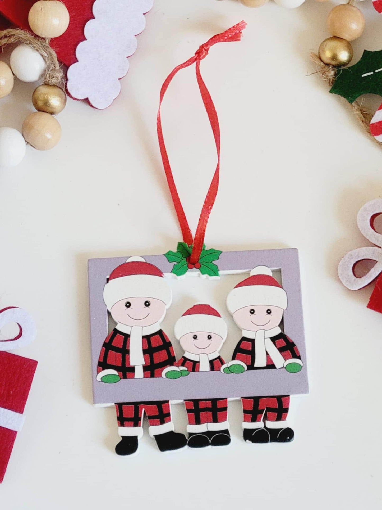 Décoration de Noël avec prénom d'un membre de la famille,Décoration de famille personnalisée,Famille de 2 3 4 5 6 personnes décoration sapin