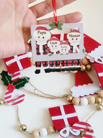Décoration de Noël avec prénom d'un membre de la famille,Décoration de famille personnalisée,Famille de 2 3 4 5 6 personnes décoration sapin