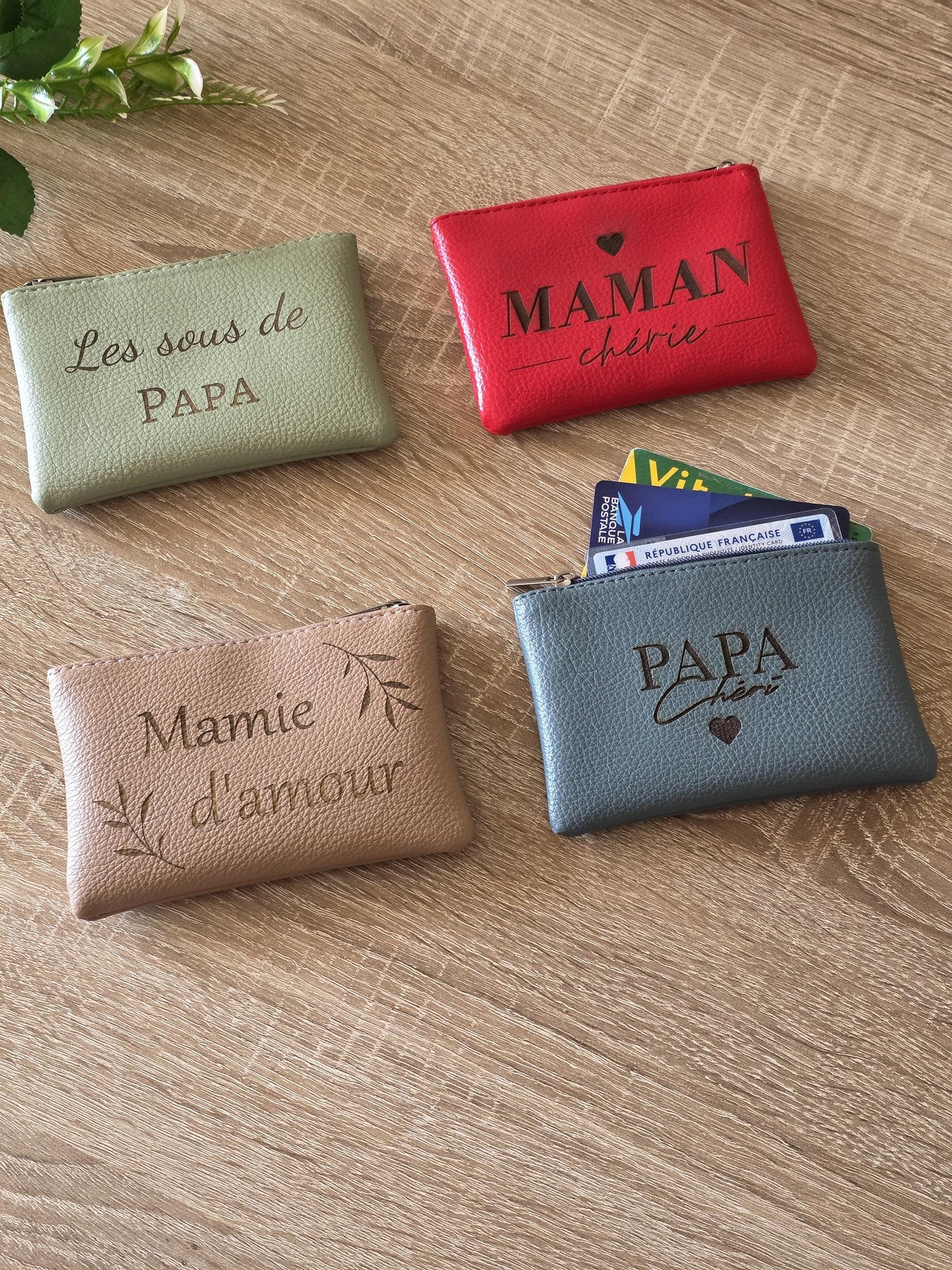 Porte-monnaie en cuir personnalisé pour maman, papa, mamie, papi – Idée cadeau pour toutes les occasions anniversaire, fête des mères pères