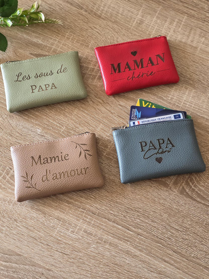 Porte-monnaie en cuir personnalisé pour maman, papa, mamie, papi – Idée cadeau pour toutes les occasions anniversaire, fête des mères pères