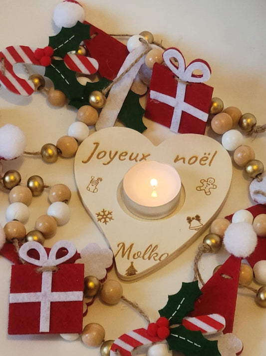 porte-bougie en bois en forme de cœur, bougeoir personnalisé , cadeaux d'anniversaire, décor à la maison mariage ,noël, anniversaire