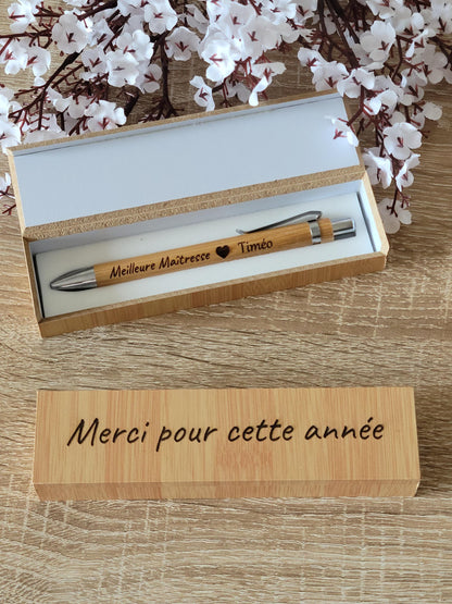 Coffret stylos en bois personnalisés / cadeau maîtresse / atsem / cadeau fête des pères et mères / cadeau mariage/ invités
