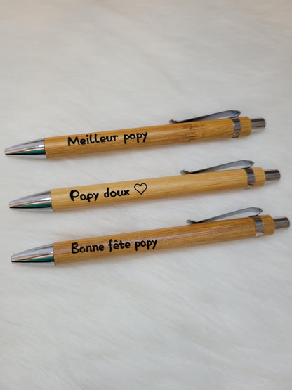 Stylo bambou personnalisé / Cadeau maitresse mariage témoin grand-père fête des pères /anniversaire collègue comité entreprise