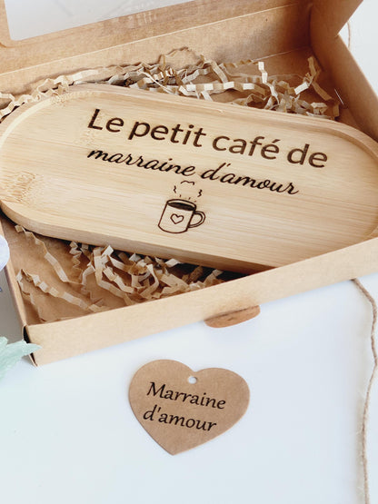 Plateau à café / thé personnalisé idéal cadeau Fête des grands mères /mamie/ mères /pères  / cadeau marraine