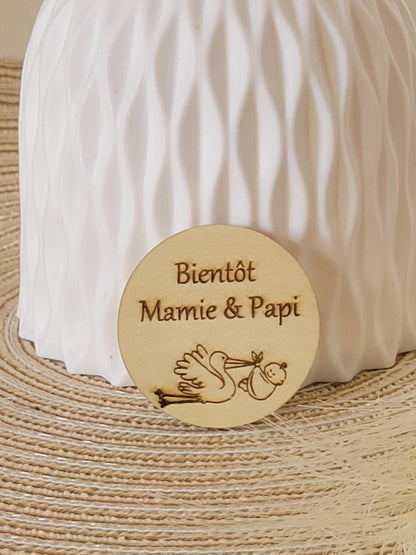 Magnet personnalisé pour annonce de grossesse - Futur mamie et papi - Futur Marraine et Parrain - Futur bébé - Cadeau naissance