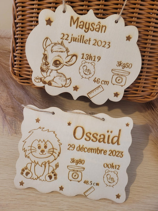 plaque de naissance personnalisé / idéal cadeau naissance / carte bienvenue bébé
