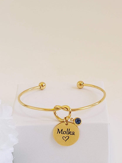 Bracelet jonc personnalisé en acier inoxydable ,bracelet personnalisé, cadeau marraine, Cadeau naissance, Cadeau maman,