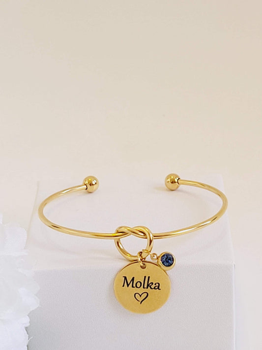 Bracelet jonc personnalisé en acier inoxydable ,bracelet personnalisé, cadeau marraine, Cadeau naissance, Cadeau maman,