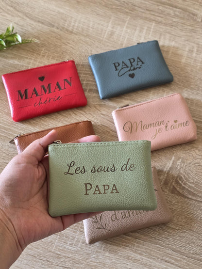Porte-monnaie en cuir personnalisé pour maman, papa, mamie, papi – Idée cadeau pour toutes les occasions anniversaire, fête des mères pères