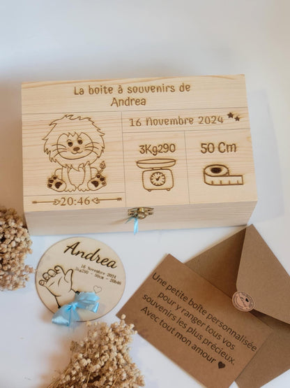 boite à souvenirs en bois cadeau naissance personnalisé