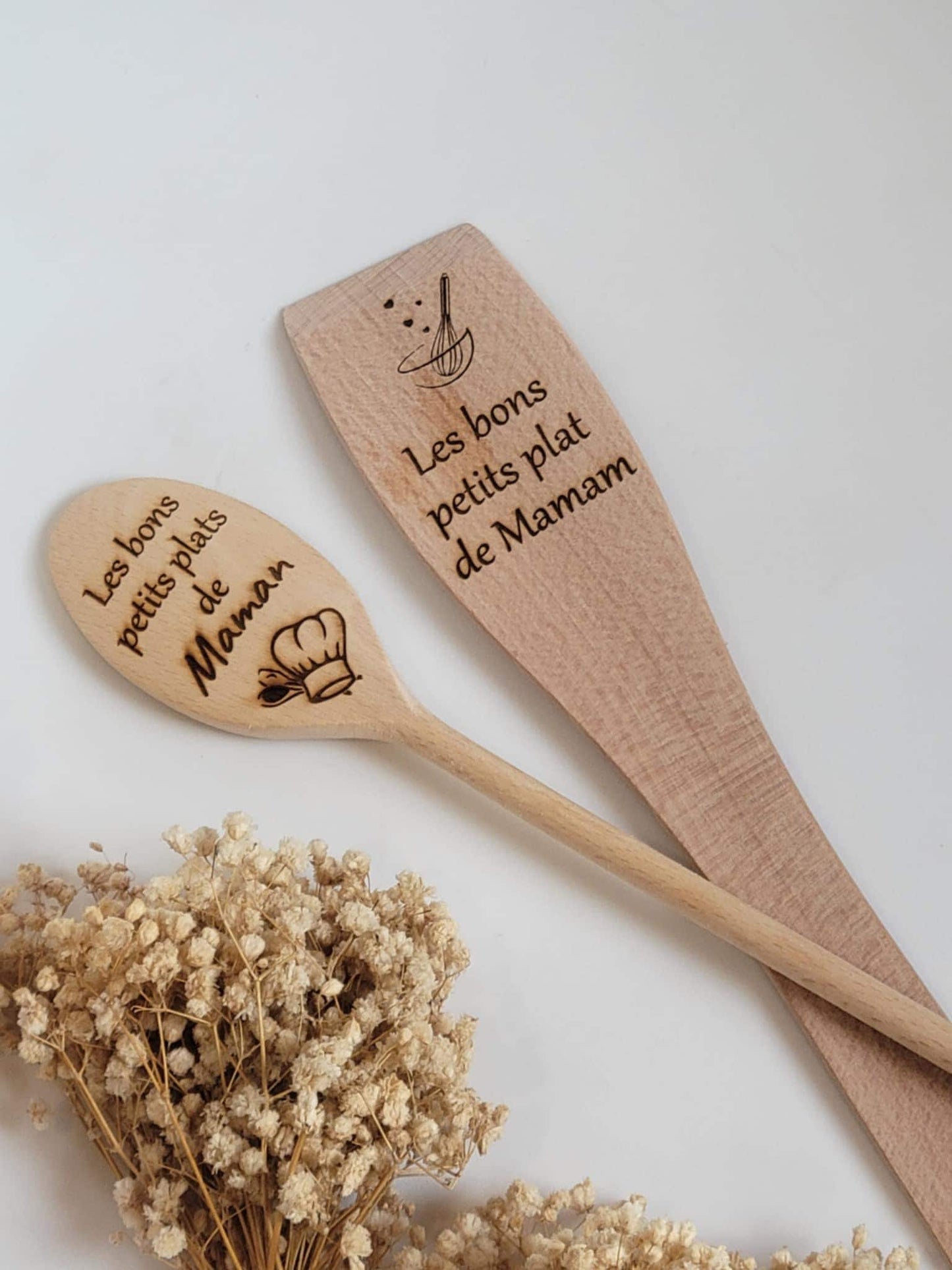 Ustensile de cuisine personnalisé ( spatule et ou cuillère en bambou) cadeau maman / mamie / marraine / nounou.....
