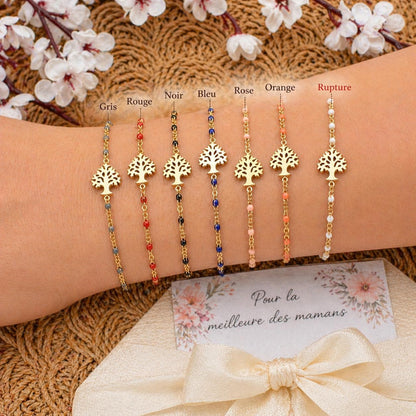 Bracelet Femme Fin Doré avec Perles Colorées – Cadeau Maman Mamie – Bracelet Délicat Ajustable – Idée Cadeau Fête des Mères
