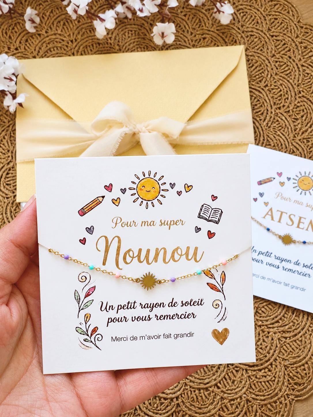 Cadeau Fin d'Année Scolaire Bracelet en acier inoxydable pour Maîtresse, Nounou, ATSEM ou Directrice Bracelet remerciement Livraison offerte