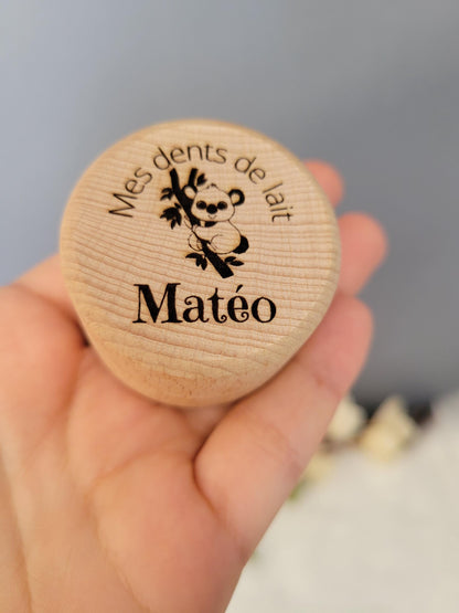 Boite à dents de lait personnalisée en bois /Brosse à dents bambou enfant personnalisée / cadeau