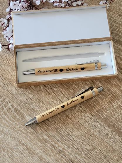 Coffret stylos en bois personnalisés / cadeau maîtresse / atsem / cadeau fête des pères et mères / cadeau mariage/ invités