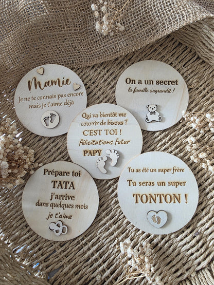 Cartes en bois annonce de grossesse / Surprise / Cadeau personnalisé