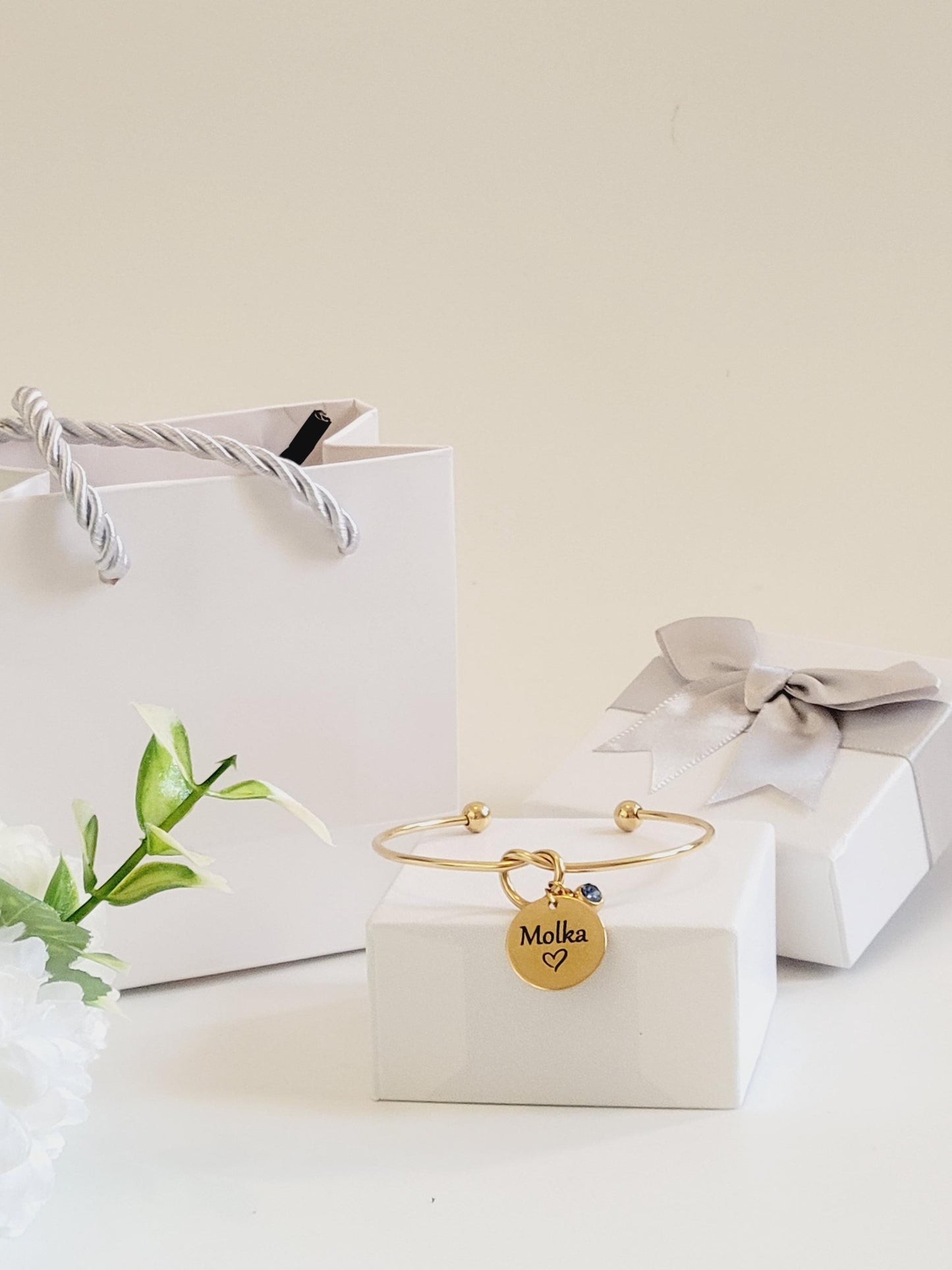 Bracelet jonc personnalisé en acier inoxydable ,bracelet personnalisé, cadeau marraine, Cadeau naissance, Cadeau maman,