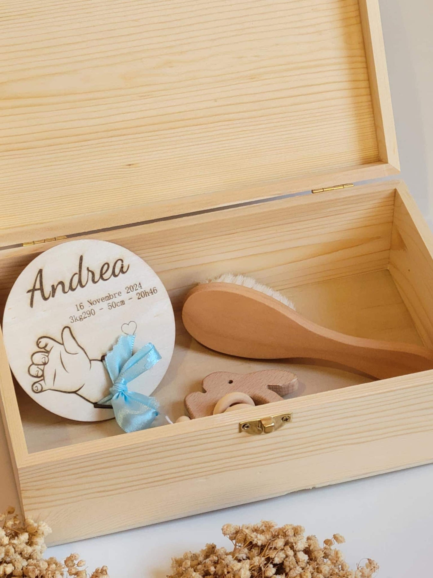 boite à souvenirs en bois cadeau naissance personnalisé