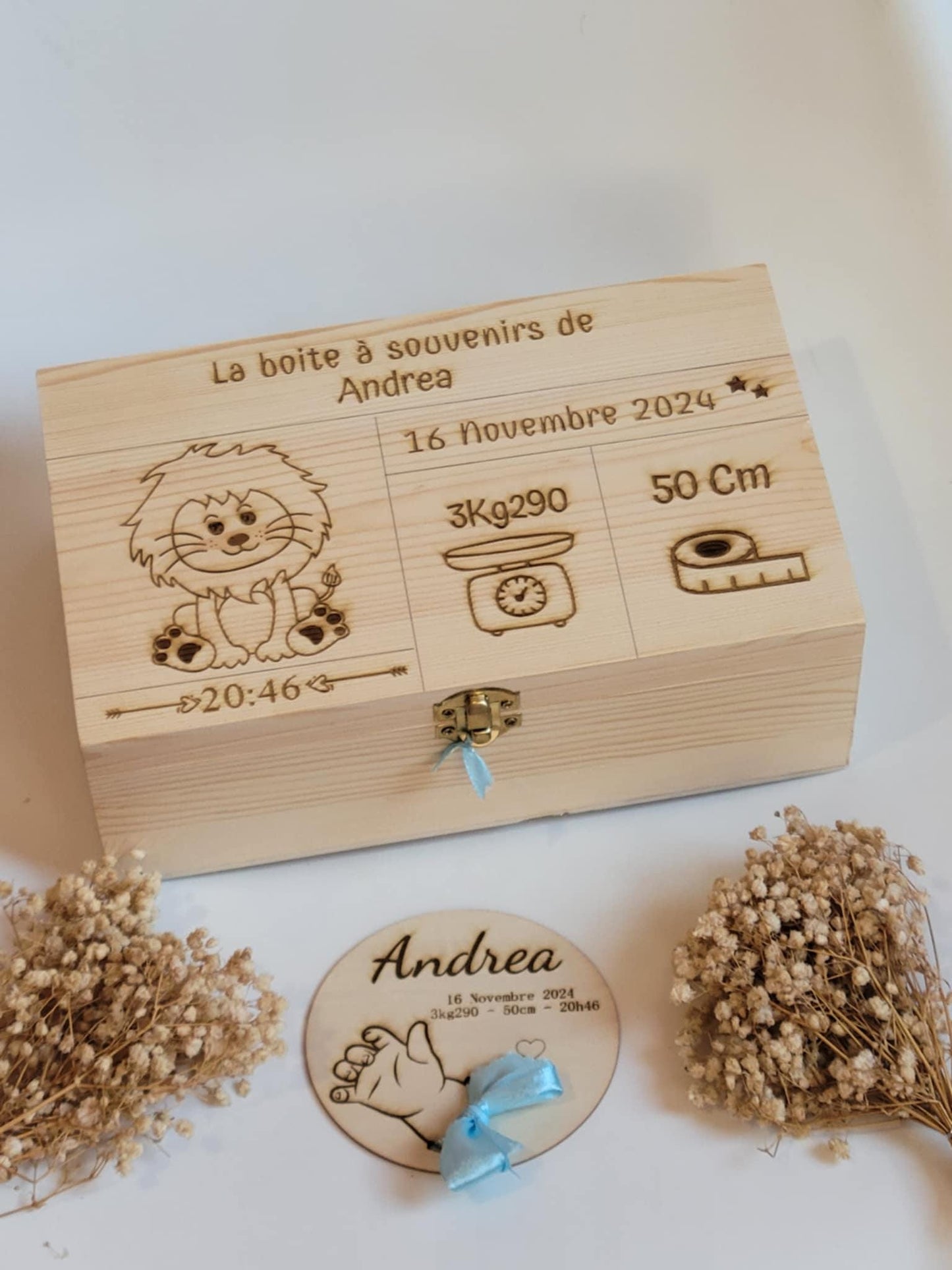 boite à souvenirs en bois cadeau naissance personnalisé