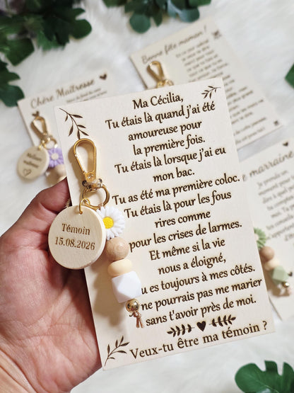 porte clés avec plaque personnalisé  parrain mamie maman papa, grands pères, papy, marraine, maitresse , demande témoin, plaque personnalisé