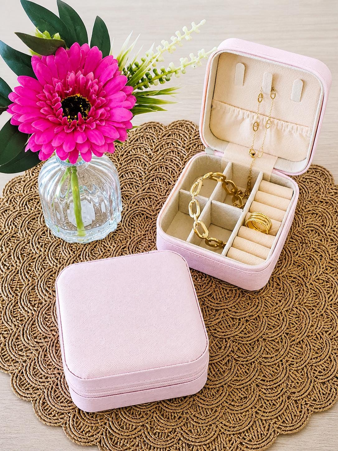 Boîte à bijoux personnalisée  – Texte au choix – Cadeau grand-mère – Coffret bijoux voyage – Idée cadeau personnalisable