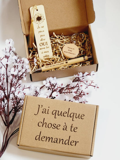 Coffret cadeau personnalisé, box cadeau, demande de témoin, future mariée, témoin, demoiselle d'honneur, EVJF, accessoires personnalisés ,