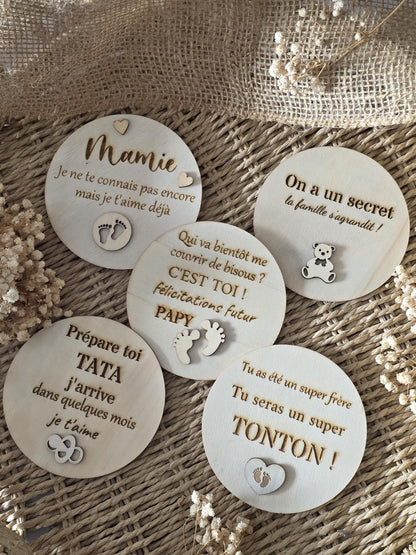 Cartes en bois annonce de grossesse / Surprise / Cadeau personnalisé