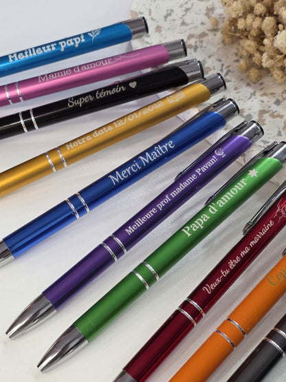 stylo personnalisé, stylo à bille gravé ,message personnalisé , cadeau noêl stylo métal gravé ,cadeau personnalisé , cadeau marraine