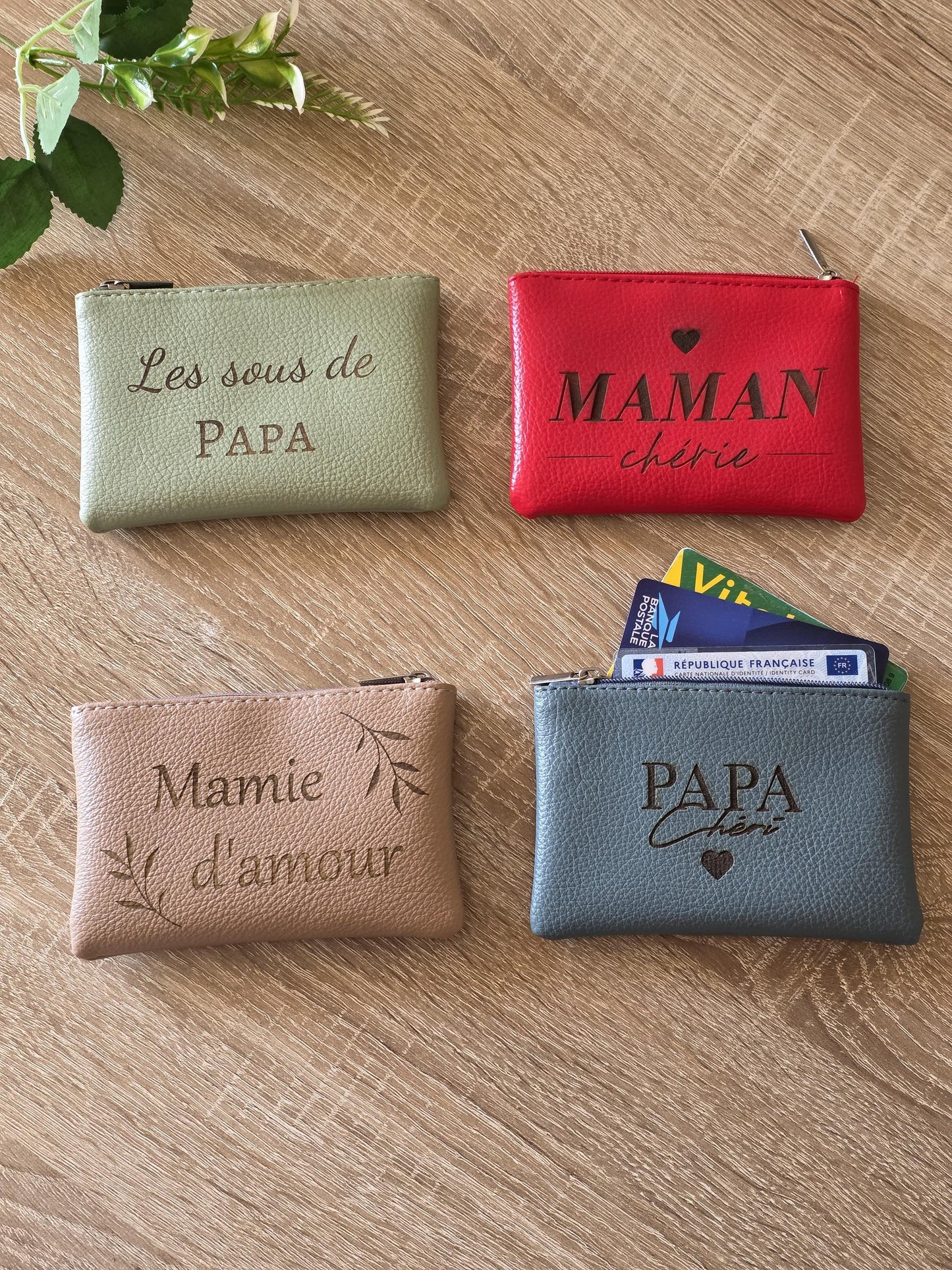 Porte-monnaie en cuir personnalisé pour maman, papa, mamie, papi – Idée cadeau pour toutes les occasions anniversaire, fête des mères pères