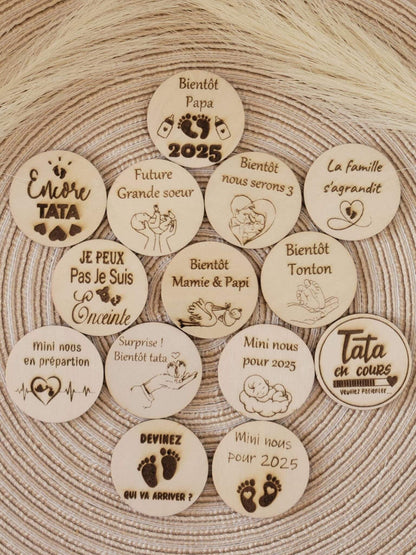 Magnet personnalisé pour annonce de grossesse - Futur mamie et papi - Futur Marraine et Parrain - Futur bébé - Cadeau naissance