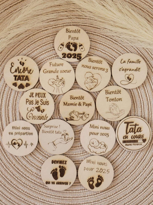 Magnet personnalisé pour annonce de grossesse - Futur mamie et papi - Futur Marraine et Parrain - Futur bébé - Cadeau naissance