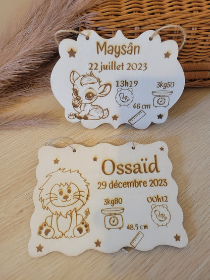 plaque de naissance personnalisé / idéal cadeau naissance / carte bienvenue bébé