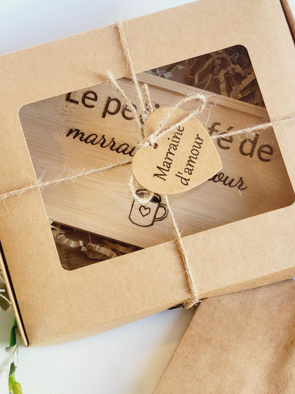 Plateau à café / thé personnalisé idéal cadeau Fête des grands mères /mamie/ mères /pères  / cadeau marraine