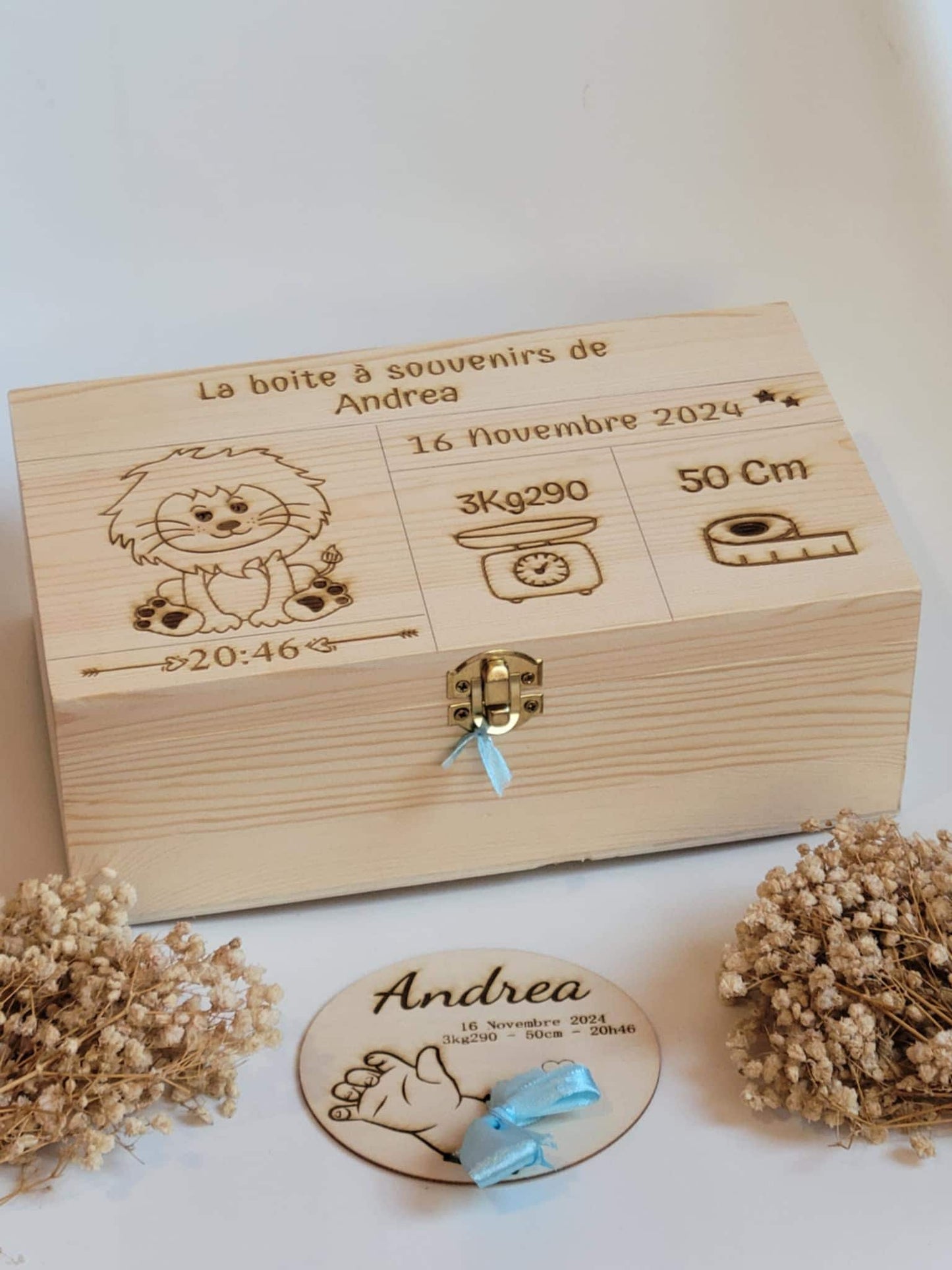 boite à souvenirs en bois cadeau naissance personnalisé