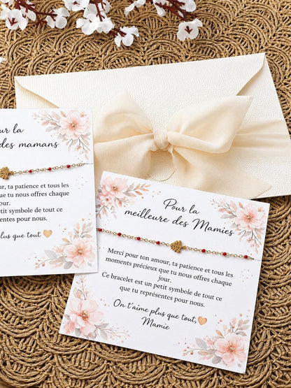 Bracelet Femme Fin Doré avec Perles Colorées – Cadeau Maman Mamie – Bracelet Délicat Ajustable – Idée Cadeau Fête des Mères