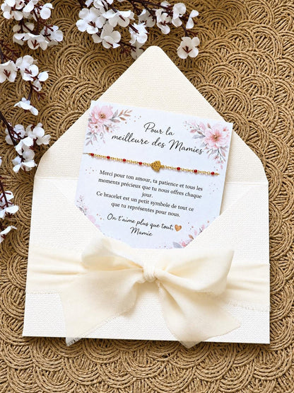 Bracelet Femme Fin Doré avec Perles Colorées – Cadeau Maman Mamie – Bracelet Délicat Ajustable – Idée Cadeau Fête des Mères