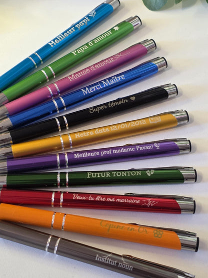 stylo personnalisé, stylo à bille gravé ,message personnalisé , cadeau noêl stylo métal gravé ,cadeau personnalisé , cadeau marraine