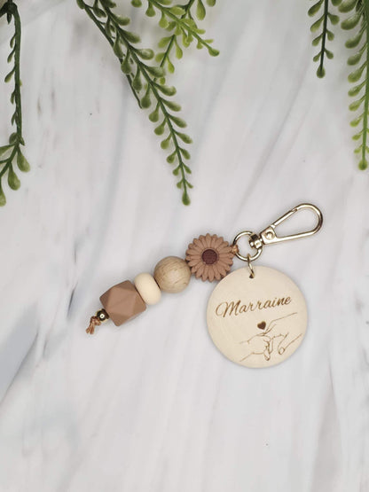 porte clés personnalisé  parrain mamie maman papa, grands pères, papy, marraine, maitresse , demande témoin porte clé fleur/fleur Martigues