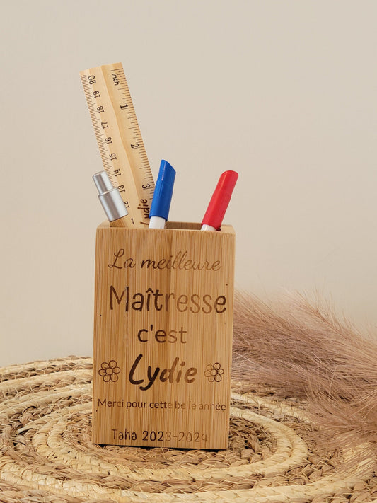 Pot à crayon personnalisé gravé / cadeau fin d'année scolaire / cadeau maîtresse / cadeau atsem