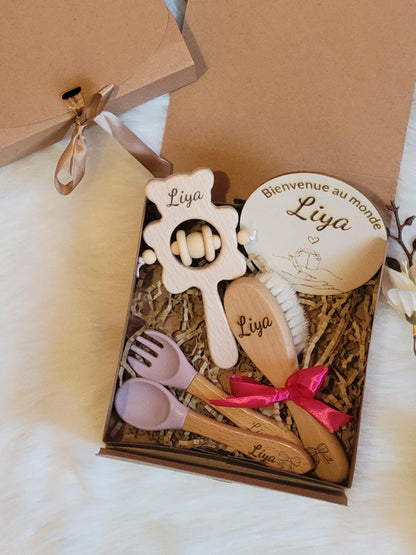 Coffret cadeau de naissance personnalisé