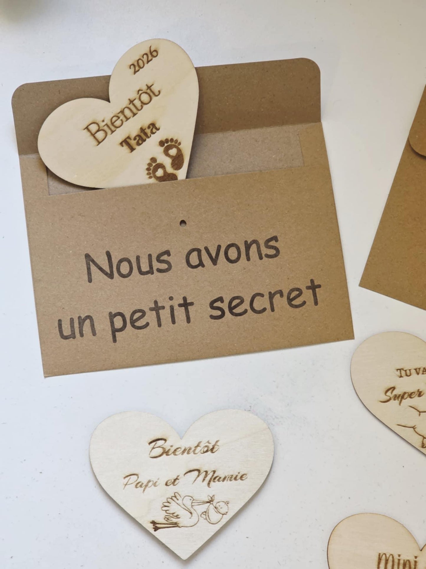 Magnet personnalisé forme cœur pour annonce de grossesse - Futur mamie et papi - Futur Marraine et Parrain - Futur bébé - Cadeau naissance
